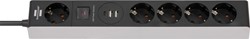 Stekkerdoos Brennenstuhl 5vdig 1+2 USB C Power Delivery 1.5m grijs/zw