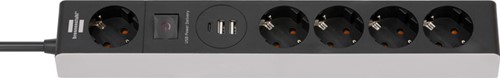 Stekkerdoos Brennenstuhl 5vdig 1+2 USB C Power Delivery 1.5m grijs/zw