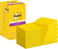 Memoblok Post-it 654 Super Sticky 76x76mm geel 12 Stuk