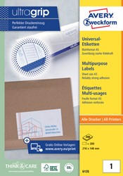 Etiket Avery 6135 210x145mm wit 200stuks 200 Vel