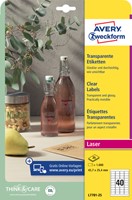 Etiket Avery L7781-25 45.7x25.4 transparant 1000st 25 Vel