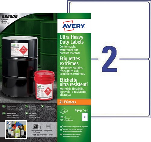 Etiket Avery B3655-50 148x210 PE wit 100st 50 Vel-2