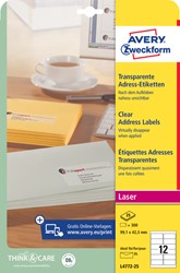 Etiket Avery L4772 99.1x42.3 transparant mat 300st 25 Vel