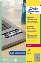 Etiket Avery L6129-20 rond 30mm zilver 960st 20 Vel
