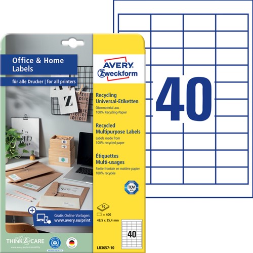 Etiket Avery LR3657-10 48.5x25.4mm recycled wit 400 stuks-2