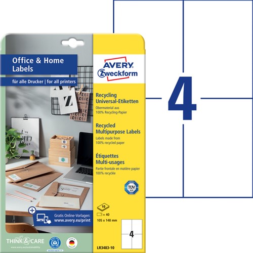 Etiket Avery LR3483-10 105x148mm recycled wit 40 stuks-2