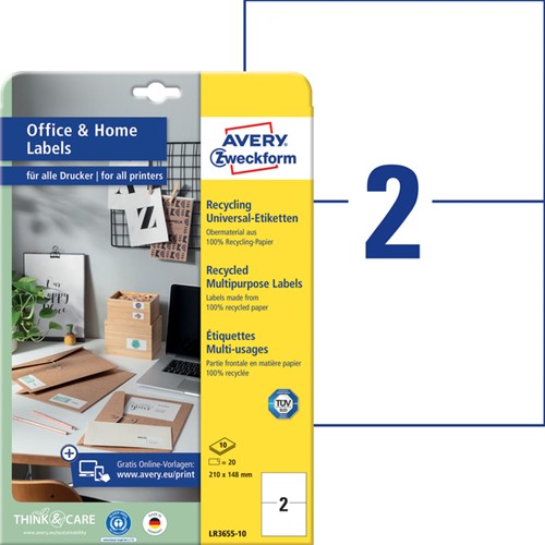 Etiket Avery LR3655-10 210x148mm recycled wit 20 stuks-2
