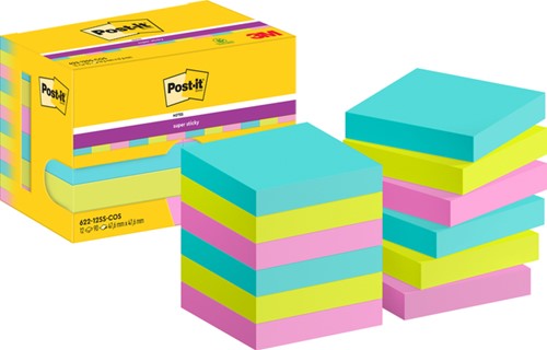Memoblok Post-it 622 Super Sticky 47.6x47.6mm Cos 12 Stuk
