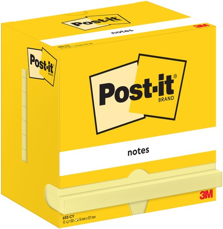Memoblok Post-it 655 76x127mm geel 12 Stuk-3