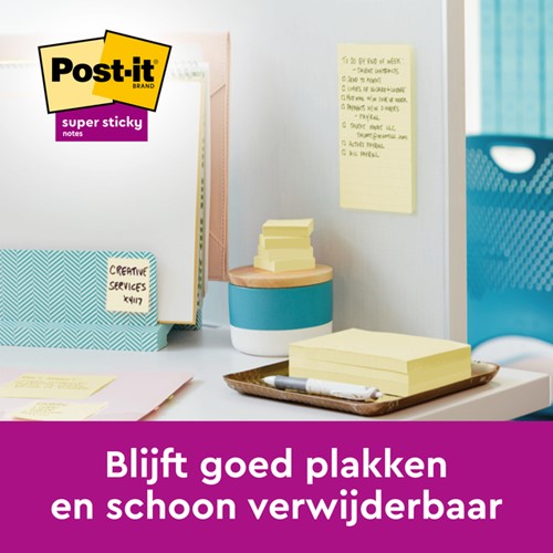 Memoblok Post-it 655 Super Sticky 76x127mm Canary yellow 12 stuks-3