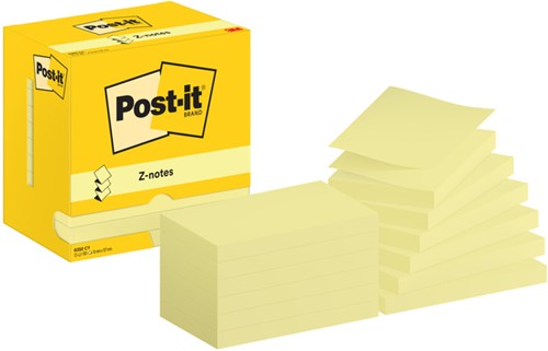 Memoblok Post-it Z-Note R350 76x127mm geel 12 Stuk