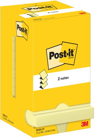 Memoblok Post-it Z-Note R330 76x76mm canary yellow 12 Stuk-2