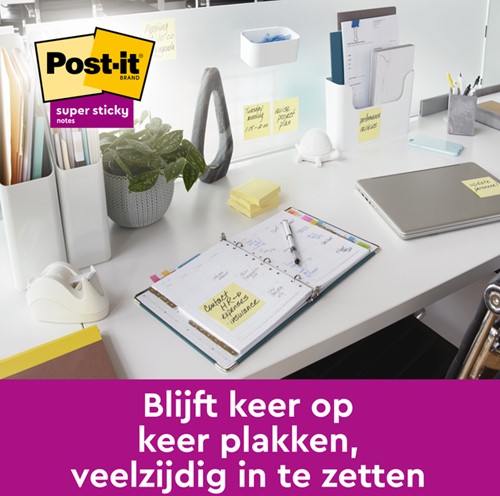 Memoblok Post-it Z-Note S350 Super Sticky geel 12 Stuk-2