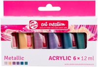 Acrylverf TAC Metallic 12ml set 6 kleuren 6 Stuk
