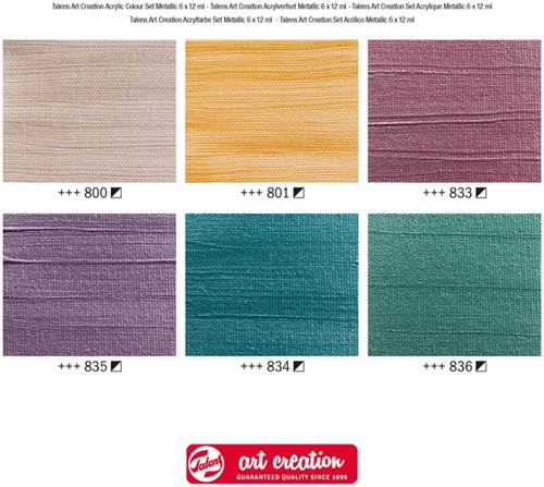 Acrylverf TAC Metallic 12ml set 6 kleuren 6 Stuk-3
