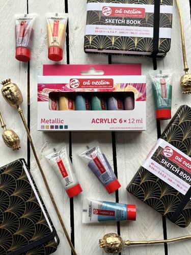 Acrylverf TAC Metallic 12ml set 6 kleuren 6 Stuk-2