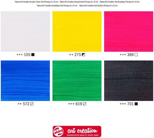Acrylverf TAC Primary 12ml set 6 kleuren 6 Stuk-2