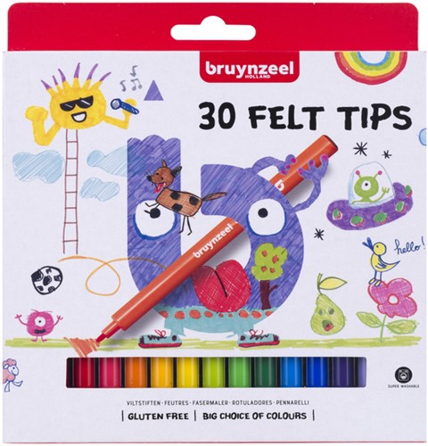 Viltstift Bruynzeel Kids set 30 kleuren 30 Stuk