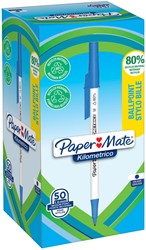 Balpen Papermate Kilometrico Recycled M blauw 1 Stuk