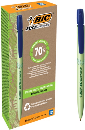 Balpen Bic Ecolutions media clic bio-based M blauw 1 Stuk
