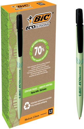 Balpen Bic Ecolutions media clic bio-based M zwart 1 Stuk