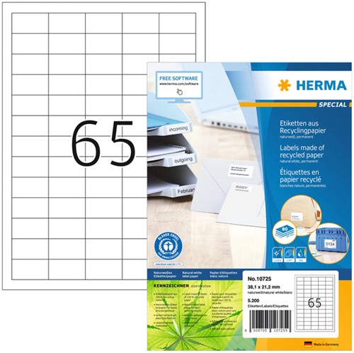 Etiket HERMA recycling 10725 38.1x21.2mm wit 5200 stuks