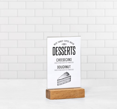 Kaarthouder Europel acryl met houten voet A6 1 Stuk-3