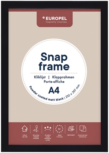Kliklijst Europel A4 25mm mat zwart 1 Stuk