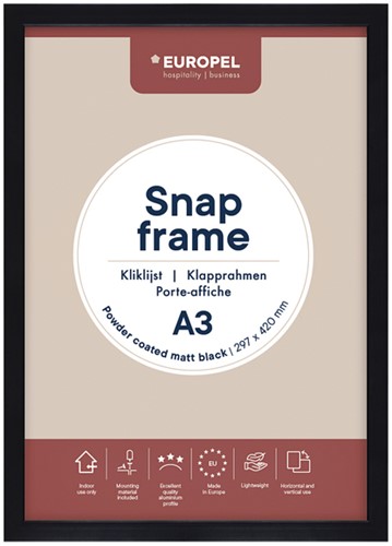 Kliklijst Europel A3 25mm mat zwart 1 Stuk
