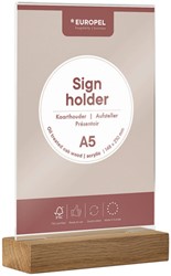 Kaarthouder Europel acryl met houten voet A5 1 Stuk
