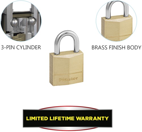 Hangslot MasterLock 4 gelijksluitend messing 20mm 4 Stuk-3