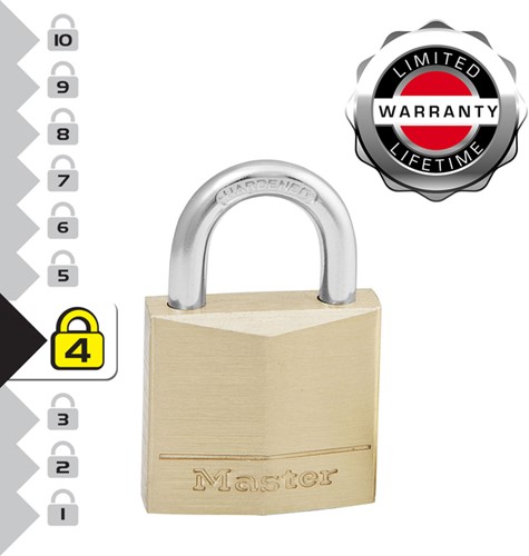 Hangslot MasterLock 2 gelijksluitend messing 30mm 2 Stuk-2