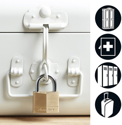 Hangslot MasterLock 4 gelijksluitend messing 40mm 4 Stuk-1