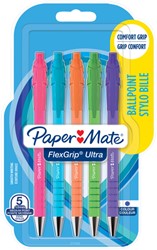 Balpen Papermate Flexgrip Ultra M bright fun bl 5 Stuk