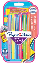 Fineliner Papermate Flair Retro M 6st assorti 6 Stuk