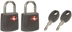 Hangslot Masterlock 2 gelijksluitend ABS cover TSA assorti in willekeurige kleur 30mm 2 stuks
