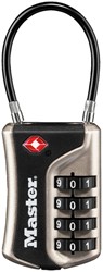 Hangslot Masterlock 4-cijfer TSA flex  zwart 35mm 1 Stuk