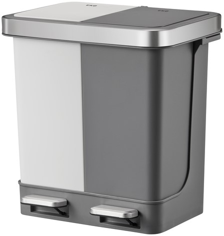Pedaalemmer EKO Hana Duo Recy 2x10l grijs wit 1 Stuk