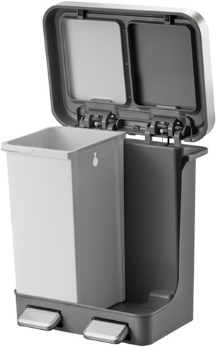 Pedaalemmer EKO Hana Duo Recy 2x10l grijs wit 1 Stuk-2