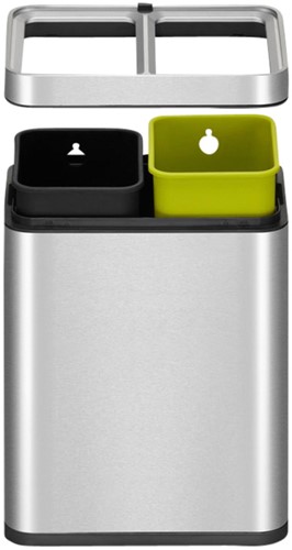 Afvalbak EKO Laguna Slim inwerpopening 2x10L RVS 1 Stuk-3