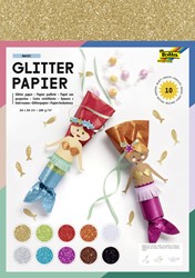 Glitterpapier Folia 1-zijdig 24x34cm 170gr 10v ass 10 Vel