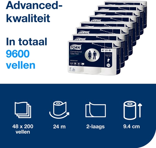 Toiletpapier Tork T4 Advanced 2laags 200 vel wit 48 Rol-2
