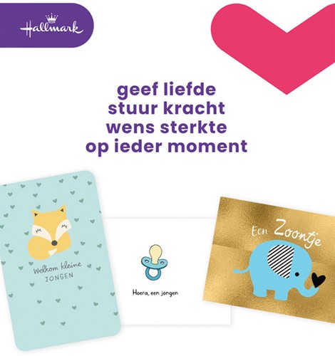 Wenskaart Hallmark Business Box geboorte zoon navulset à 6 stuks