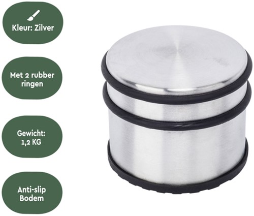 Deurstopper BRASQ met rubberen ringen rvs 1 Stuk-2