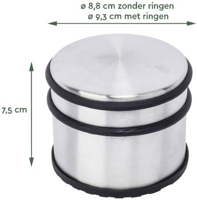 Deurstopper BRASQ met rubberen ringen rvs 1 Stuk-3