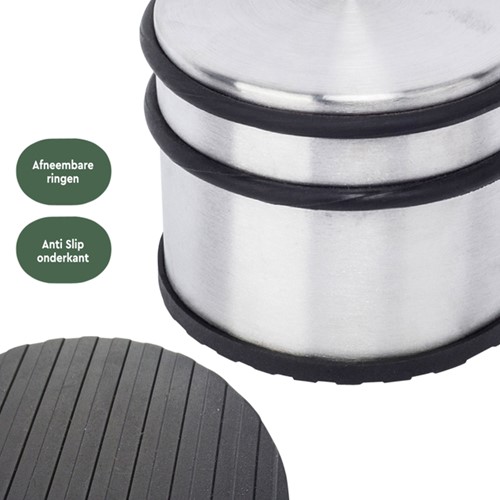 Deurstopper BRASQ met rubberen ringen rvs 1 Stuk-1