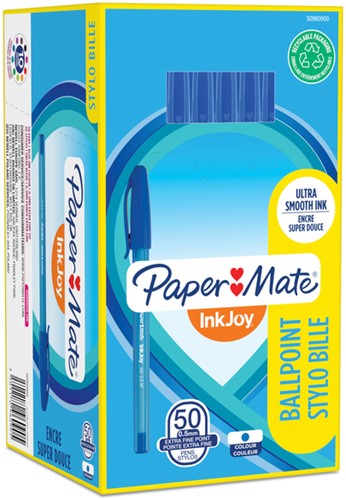 Balpen Paper Mate Inkjoy 100 F blauw 1 Stuk-1