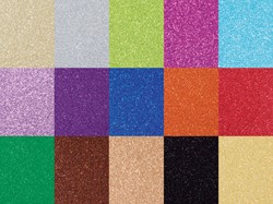 Glitterkarton Folia 50x70cm 300gr 15vel 15kleuren 15 Vel