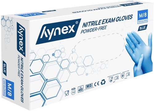 Handschoen Hynex nitril M 100st blauw 100 Stuk
