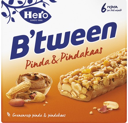 Tussendoortje Hero B'tween pinda pindakaas 6pack 6 Stuk